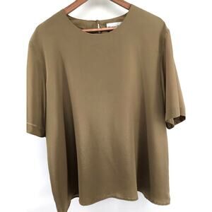 Heritage Road Woman Blouse Top Size 20W Olive Green Short Sleeve‎ VTG Plus USA